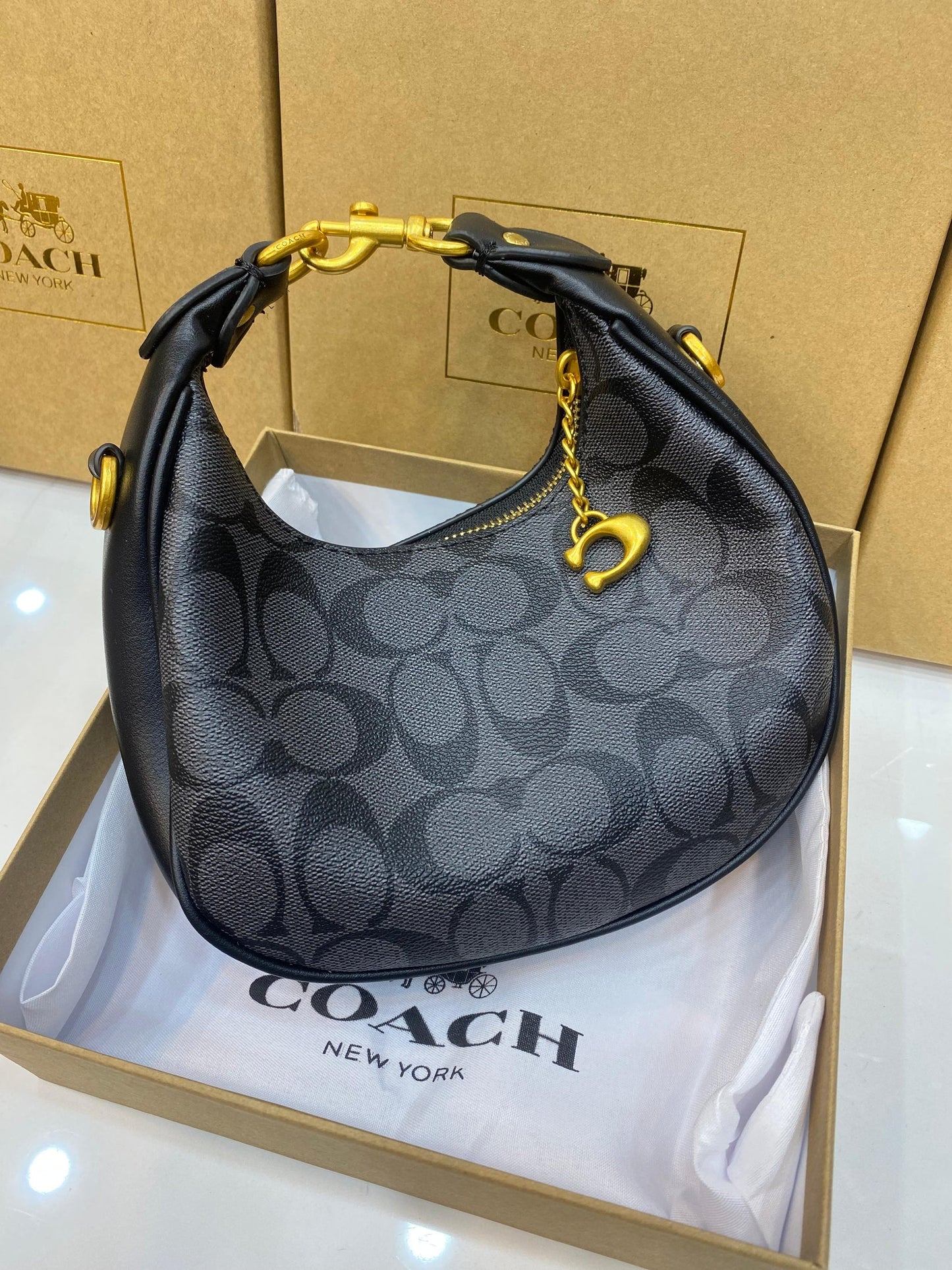 C0-ACH Jonie Crescent Crossbody - Midnight Black (AZ)