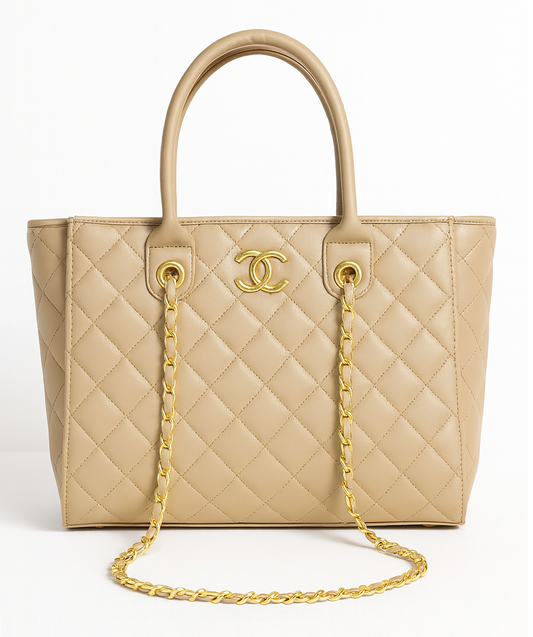 Chanel 90s Caviar Quilted Tote – Beige Sandstone