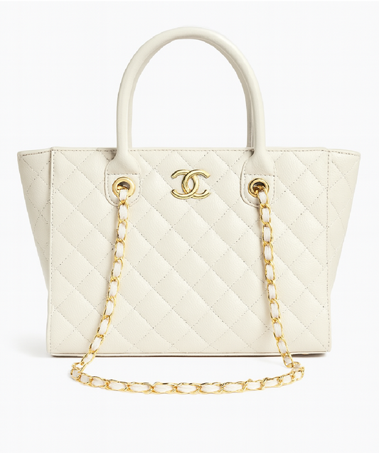 Chanel 90s Caviar Quilted Tote – Ivory White