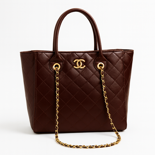 Chanel 90s Caviar Quilted Tote – Dark Maroon