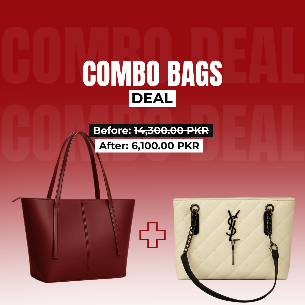 DEAL (YSL QUILTED Beige + Classic Tote)