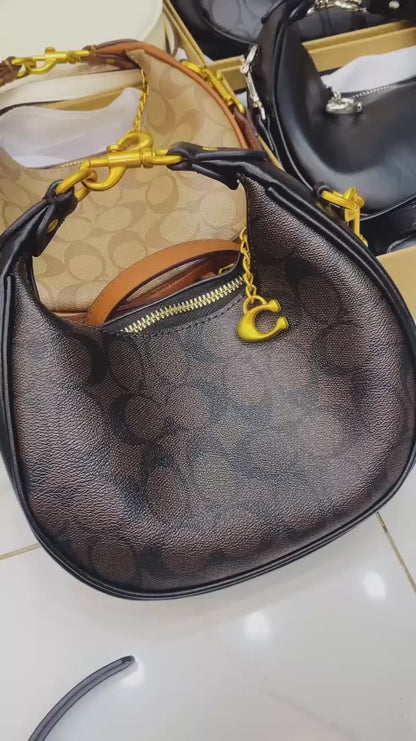 C0-ACH Jonie Crescent Crossbody - Deep Espresso Monogram (AZ)