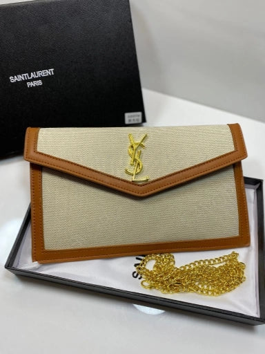 YS-L  UPTOWN POUCH Beige and Camel